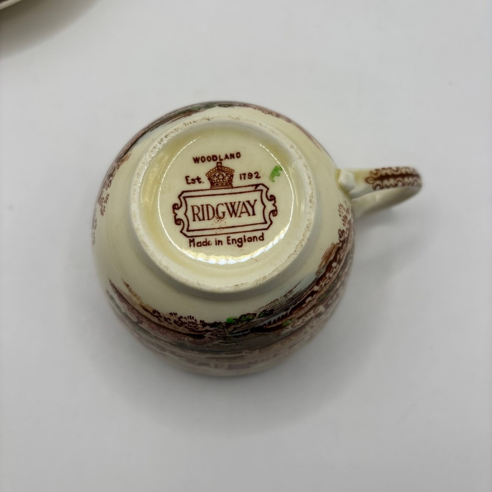 Vintage Ridgway Woodland Brown Teacup‎ and Saucer Set Made in England - Picture 11 of 13